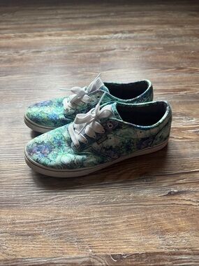 Vans Green Teal Floral Low-Top Sneakers